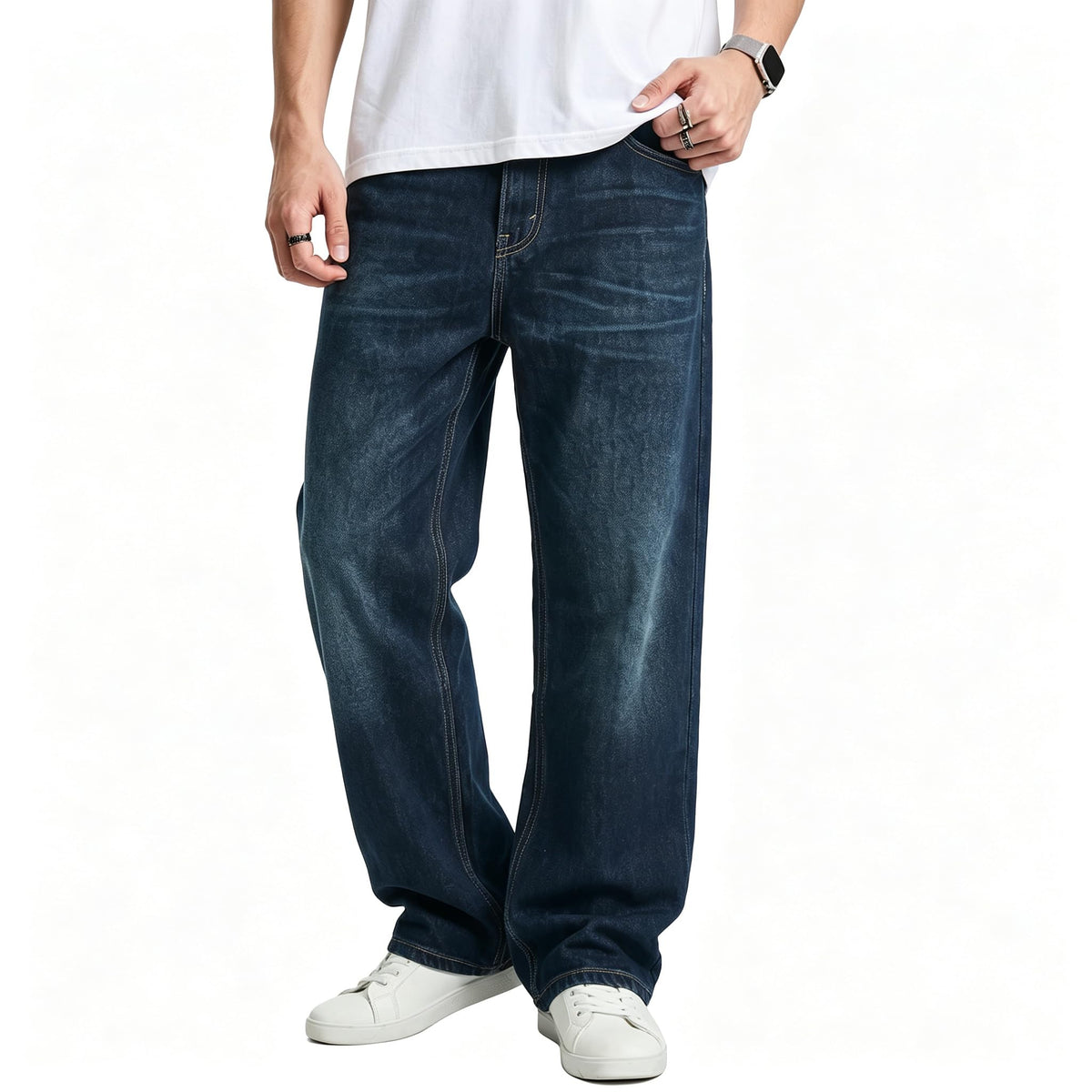 JMIERR Men's Stretch Baggy Wide-Leg Denim Jeans