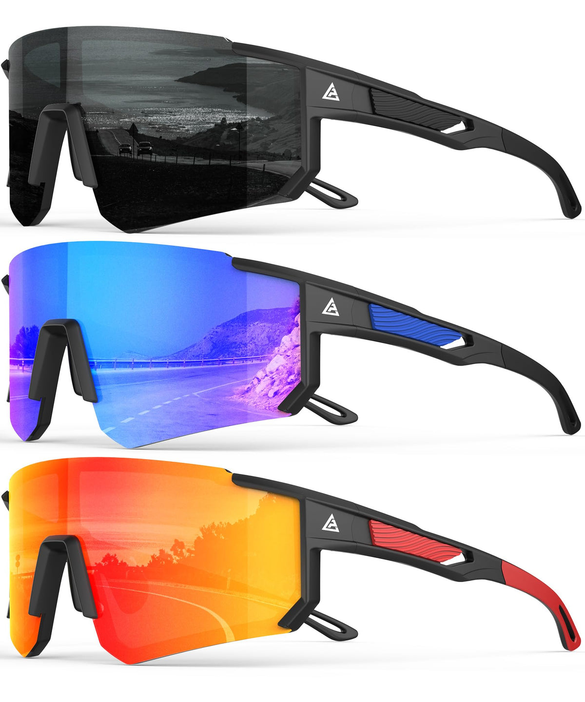QALLY Polarized Wraparound Sports Sunglasses for Men & Women