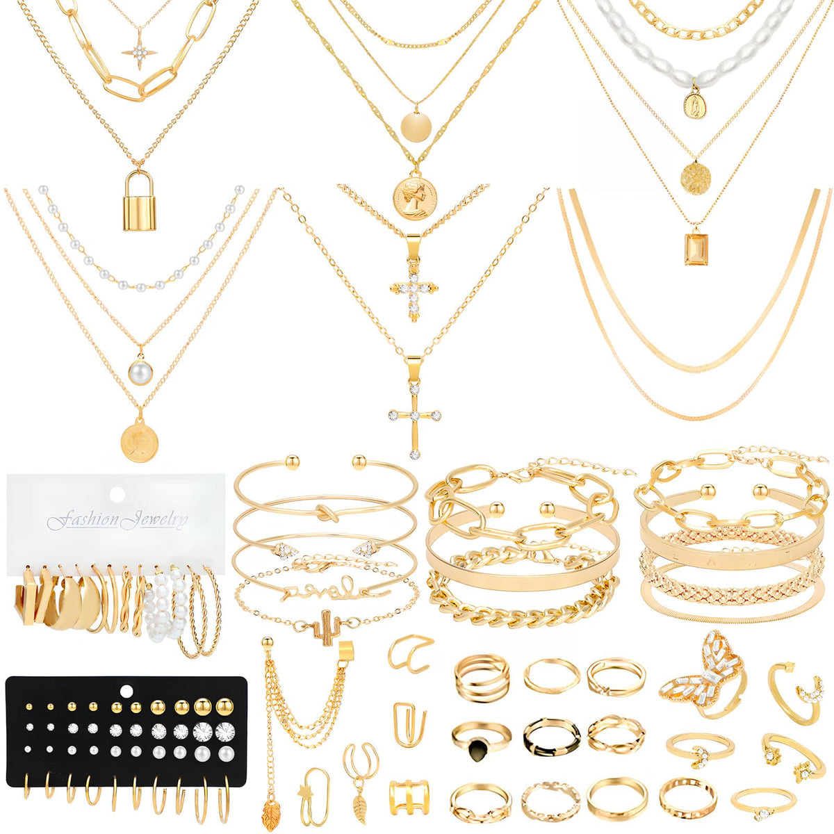 NEWITIN 69-Piece Gold Bohemian Jewelry Set for Women