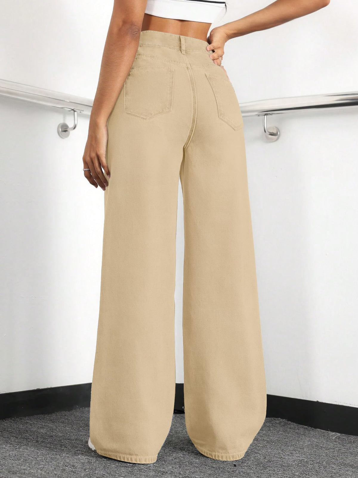 Mars Power Women's High-Waisted Wide-Leg Straight Jeans