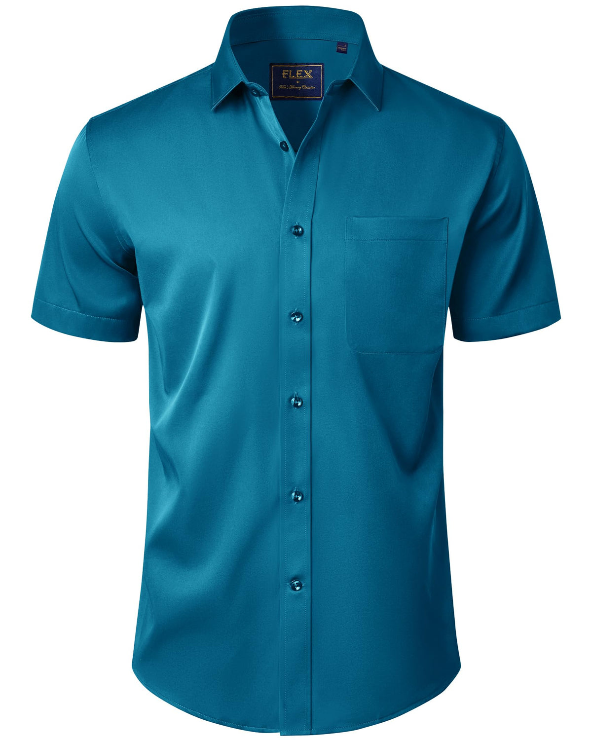 J.VER Mens Short Sleeve Dress Shirts Solid Wrinkle Free Casual Button Down Shirt with Pocket
