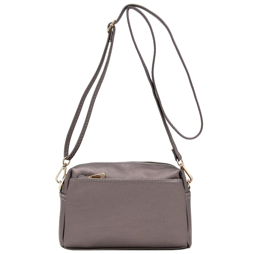 FashionPuzzle Triple Zip Small Crossbody Bag