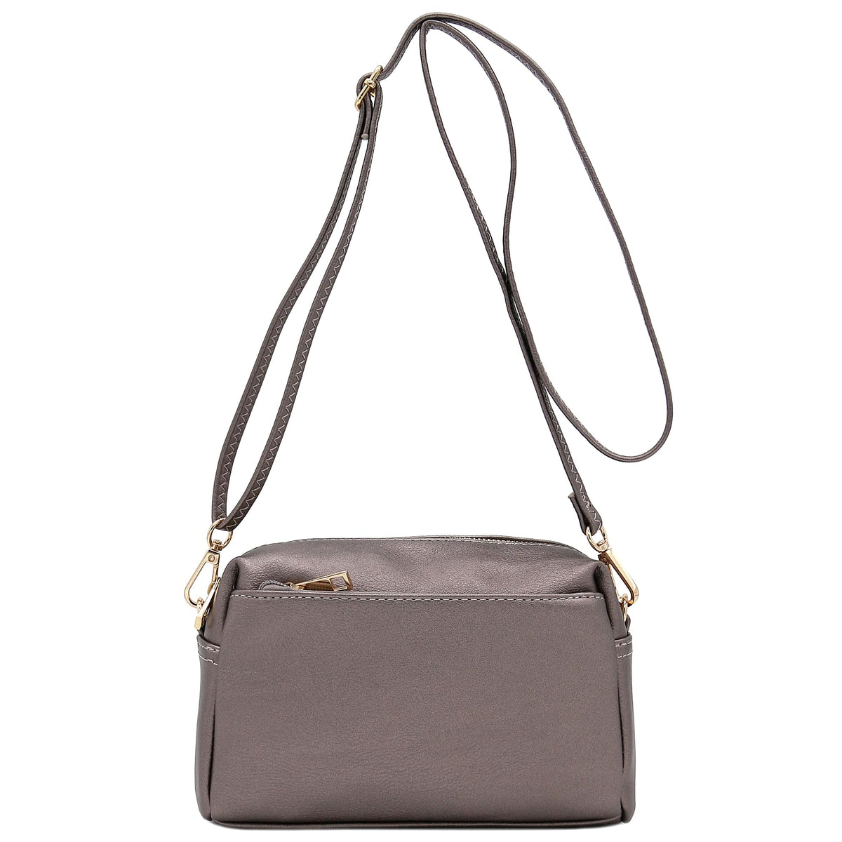 FashionPuzzle Triple Zip Small Crossbody Bag