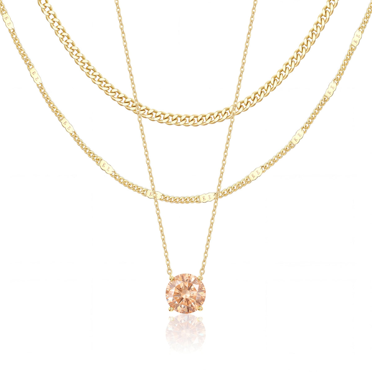 WomenGifts Layered 14K Gold-Plated Pendant Necklace Set