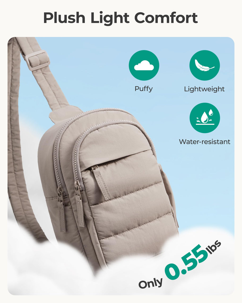 BAGSMART Small Sling Bag for Women, Puffer Crossbody Bag Hobo Handbag
