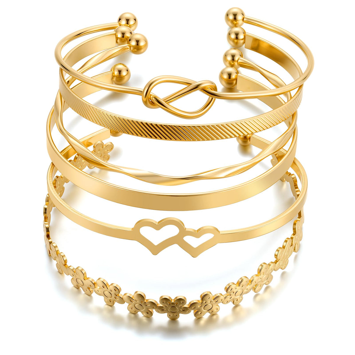 ÌF ME Women's 18K Gold-Plated Stackable Bangle Bracelet Set