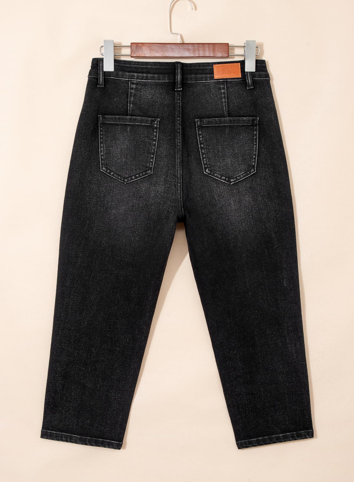 Sidefeel Women's Capri Jeans Mid Rise Skinny Stretchy Front Seam Capri Leggings Denim Pants