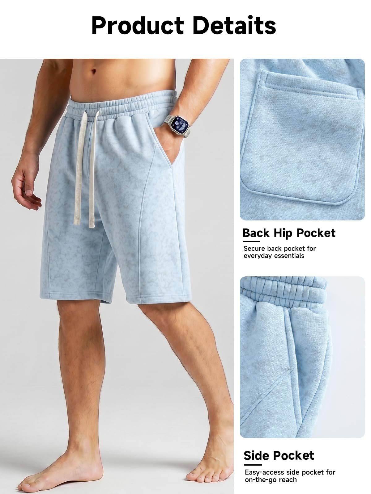 ZUY Men's Cotton Fleece 8-Inch Athletic Sweat Shorts