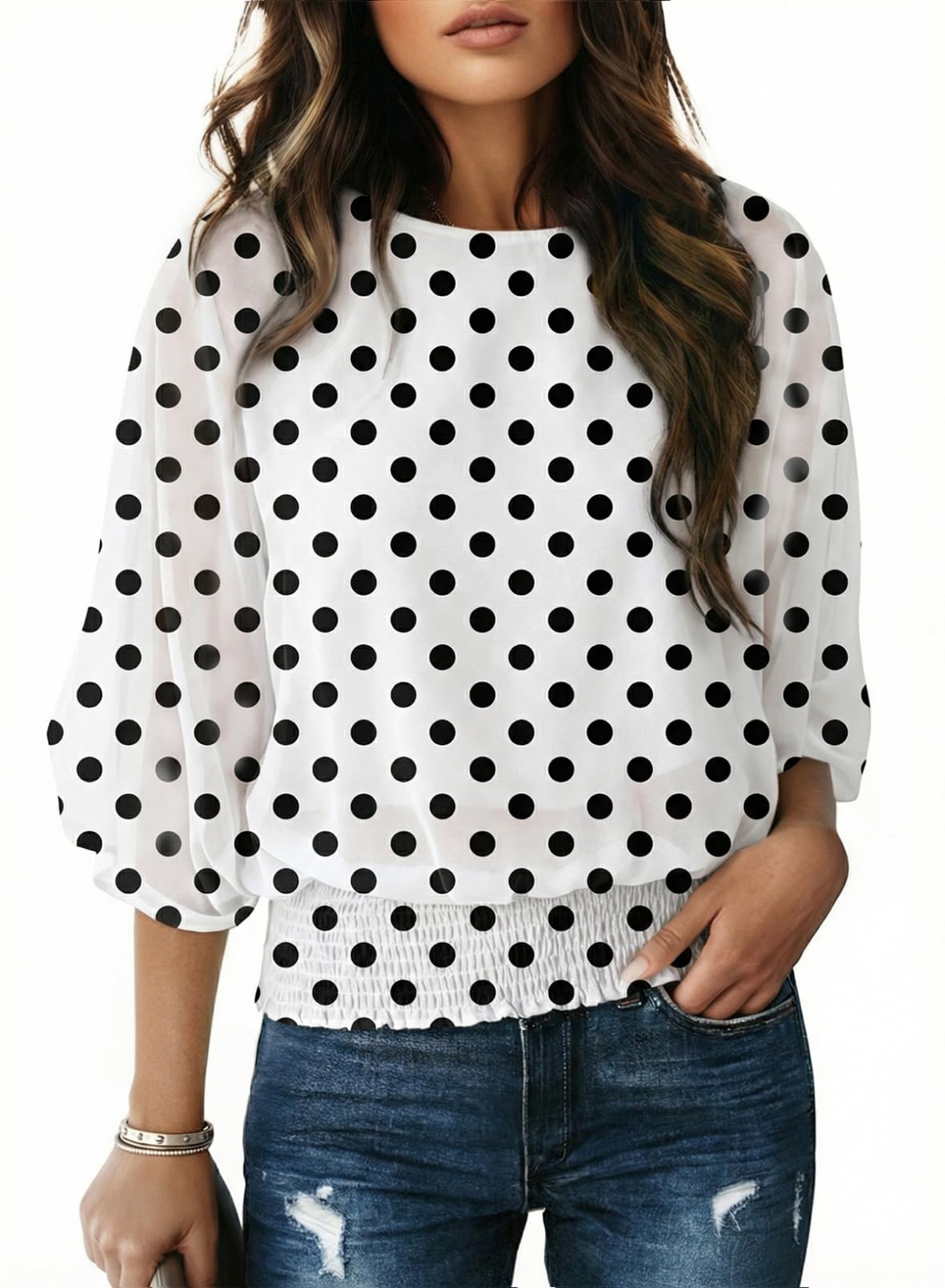 Dokotoo Womens Blouses Dressy Casual Boat Neck Flowy Chiffon Blouses Poncho Batwing Tops