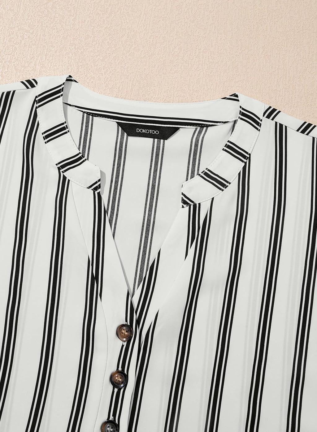 Dokotoo Womens Shirts Dressy Casual Summer Batwing Sleeve Shirt Trendy V Neck Button Down Striped Tops and Blouses