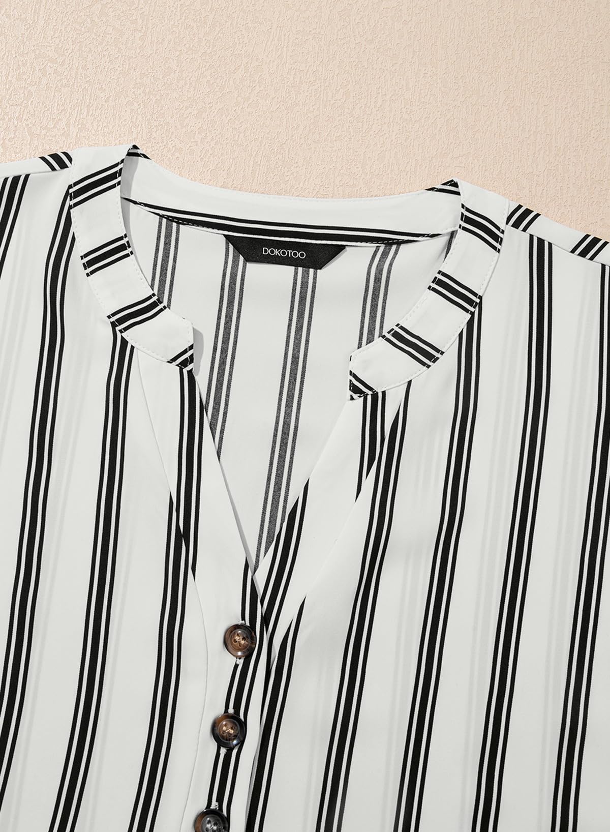 Dokotoo Womens Shirts Dressy Casual Summer Batwing Sleeve Shirt Trendy V Neck Button Down Striped Tops and Blouses