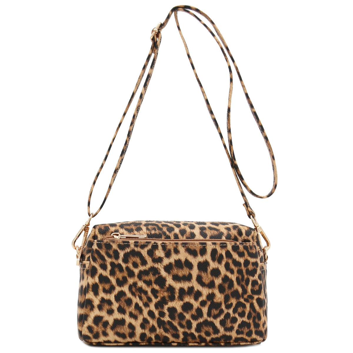 FashionPuzzle Triple Zip Small Crossbody Shoulder Bag