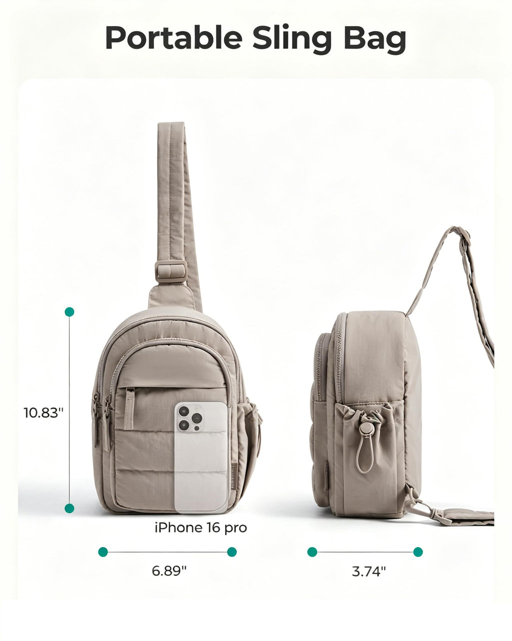BAGSMART Small Sling Bag for Women, Puffer Crossbody Bag Hobo Handbag