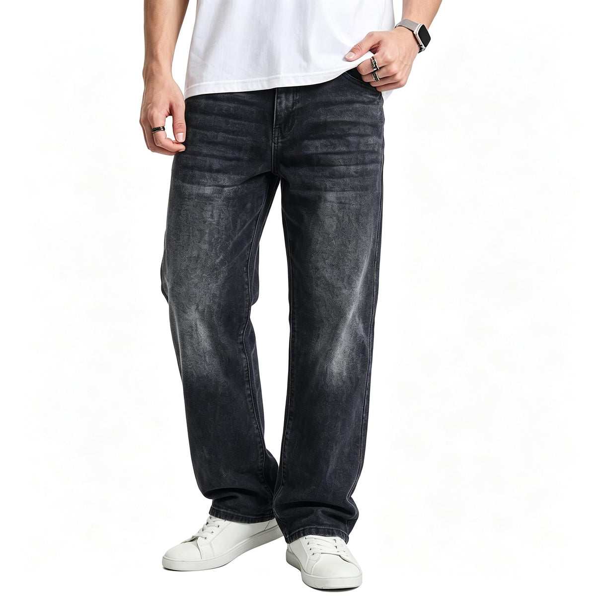 JMIERR Men's Stretch Baggy Wide-Leg Denim Jeans