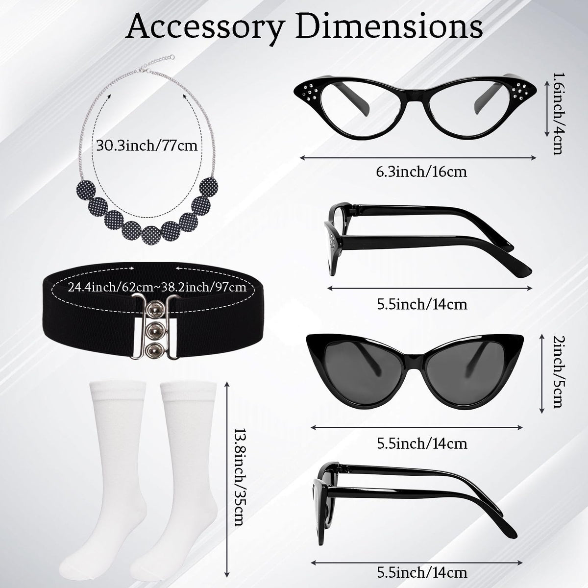 Bcxfbxd Women's 11-Piece 1950s Retro Costume Accessories Set