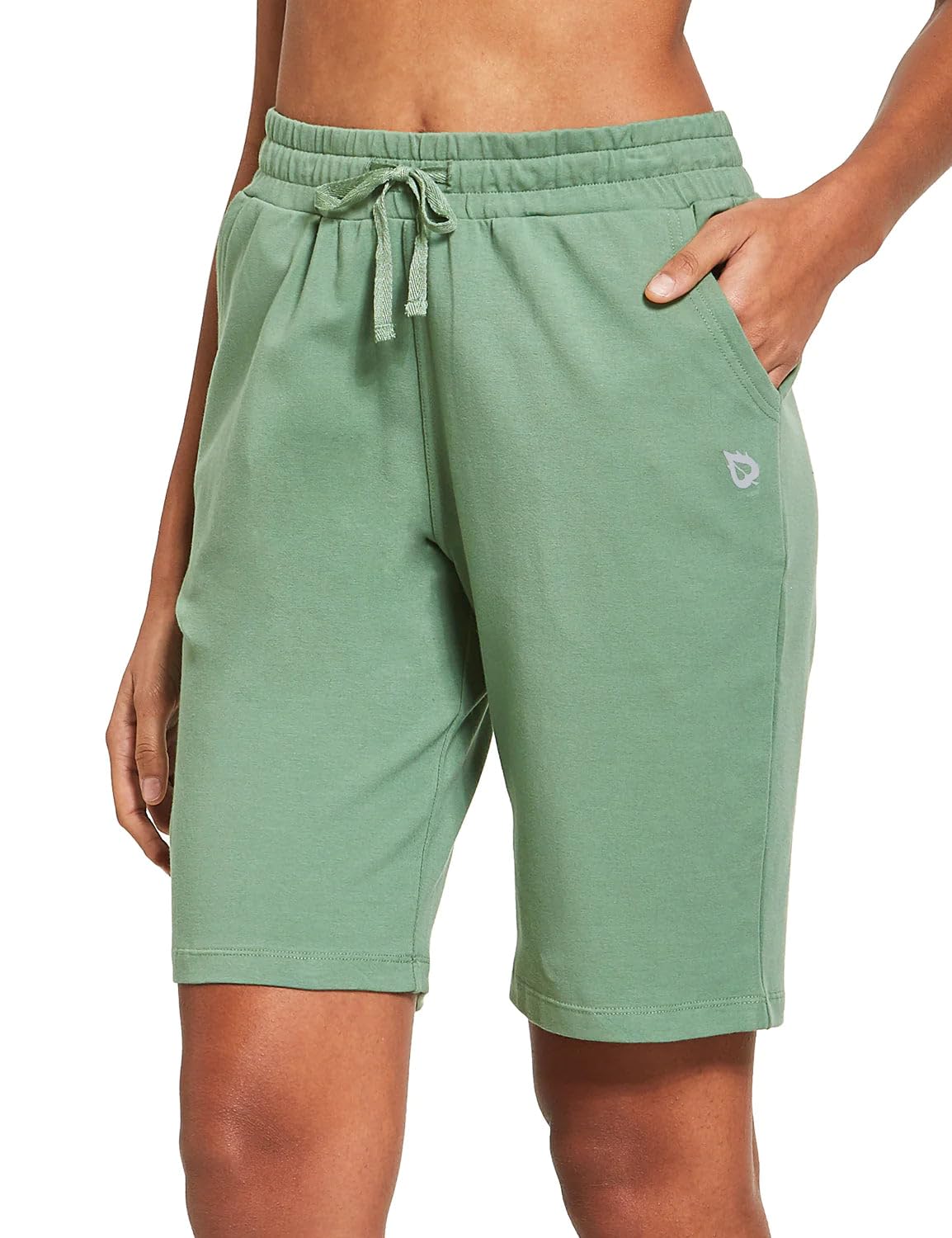 baleaf Women's Bermuda Shorts Long Cotton Knee Length Lounge with Pockets