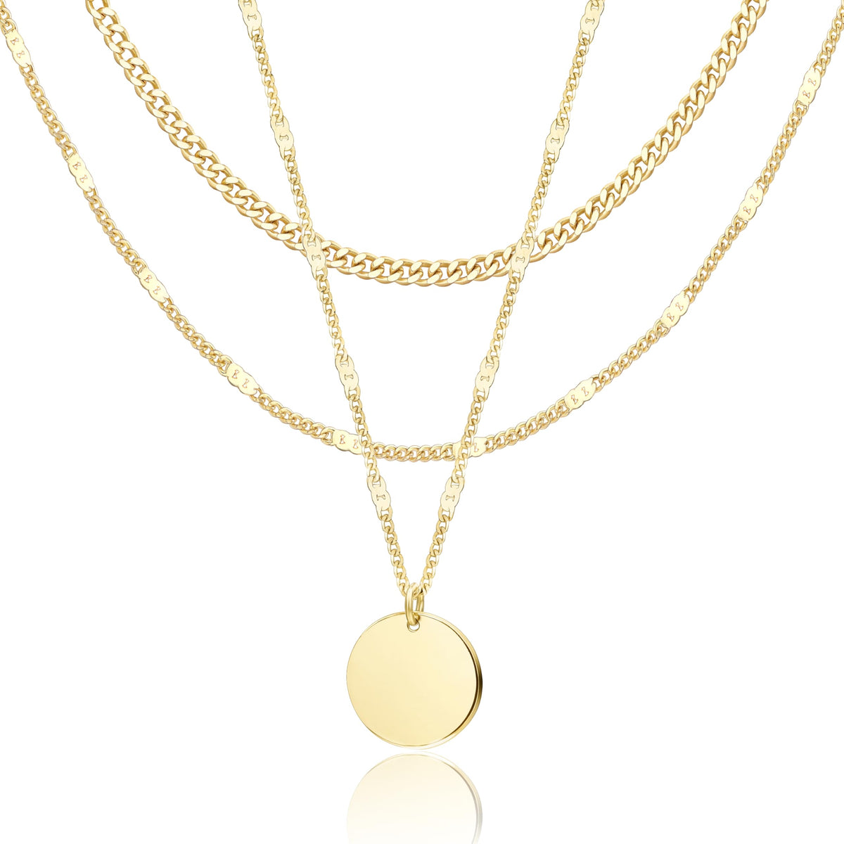WomenGifts Layered 14K Gold-Plated Pendant Necklace Set