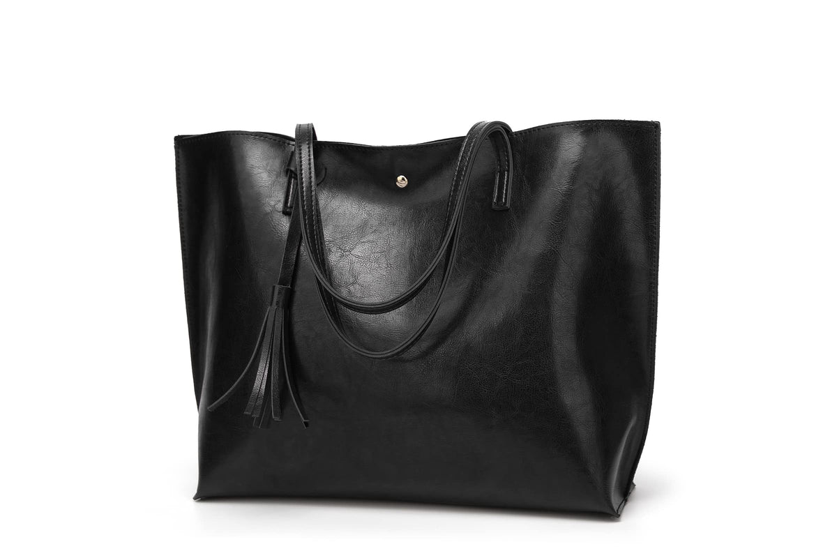 Dreubea Women's Soft Faux Leather Large Tassel Tote Shoulder Bag