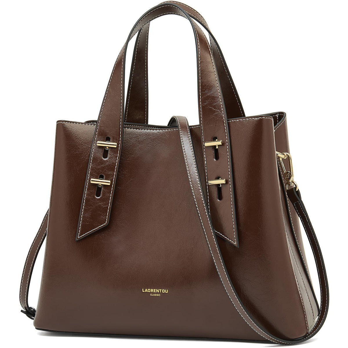 LAORENTOU Women's Genuine Leather Crossbody Satchel Handbag
