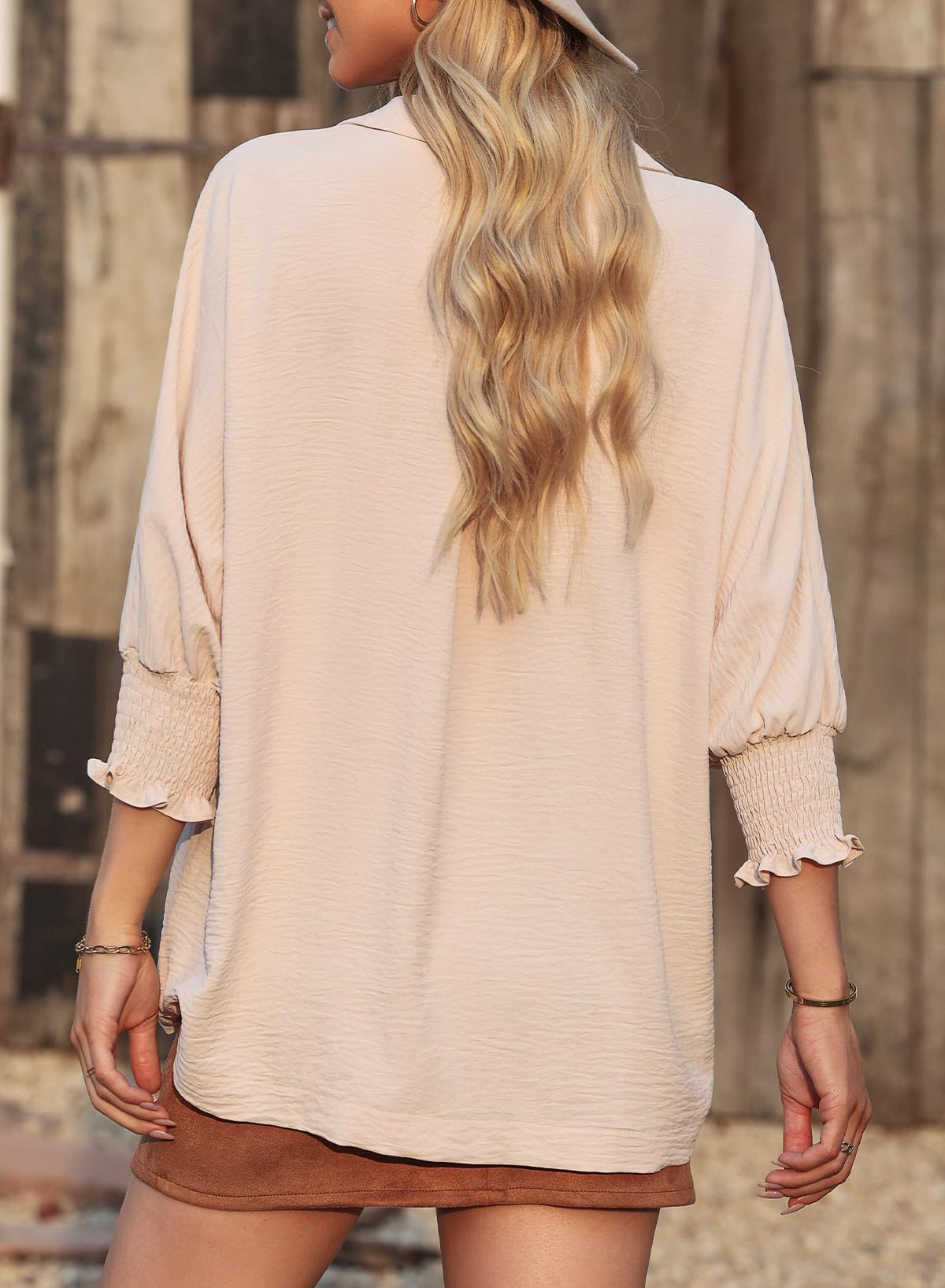 Dokotoo 3/4 Length Sleeve Womens Tops Dressy Blouses Collared Shirts