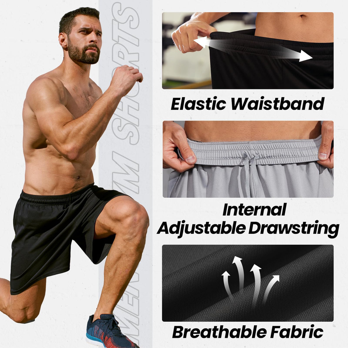 BALENNZ Men's Quick-Dry Athletic Workout Shorts with Pockets