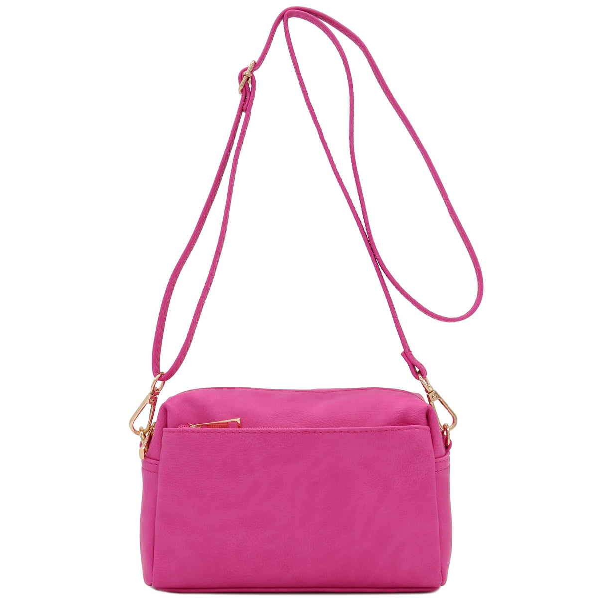 FashionPuzzle Triple Zip Small Crossbody Shoulder Bag