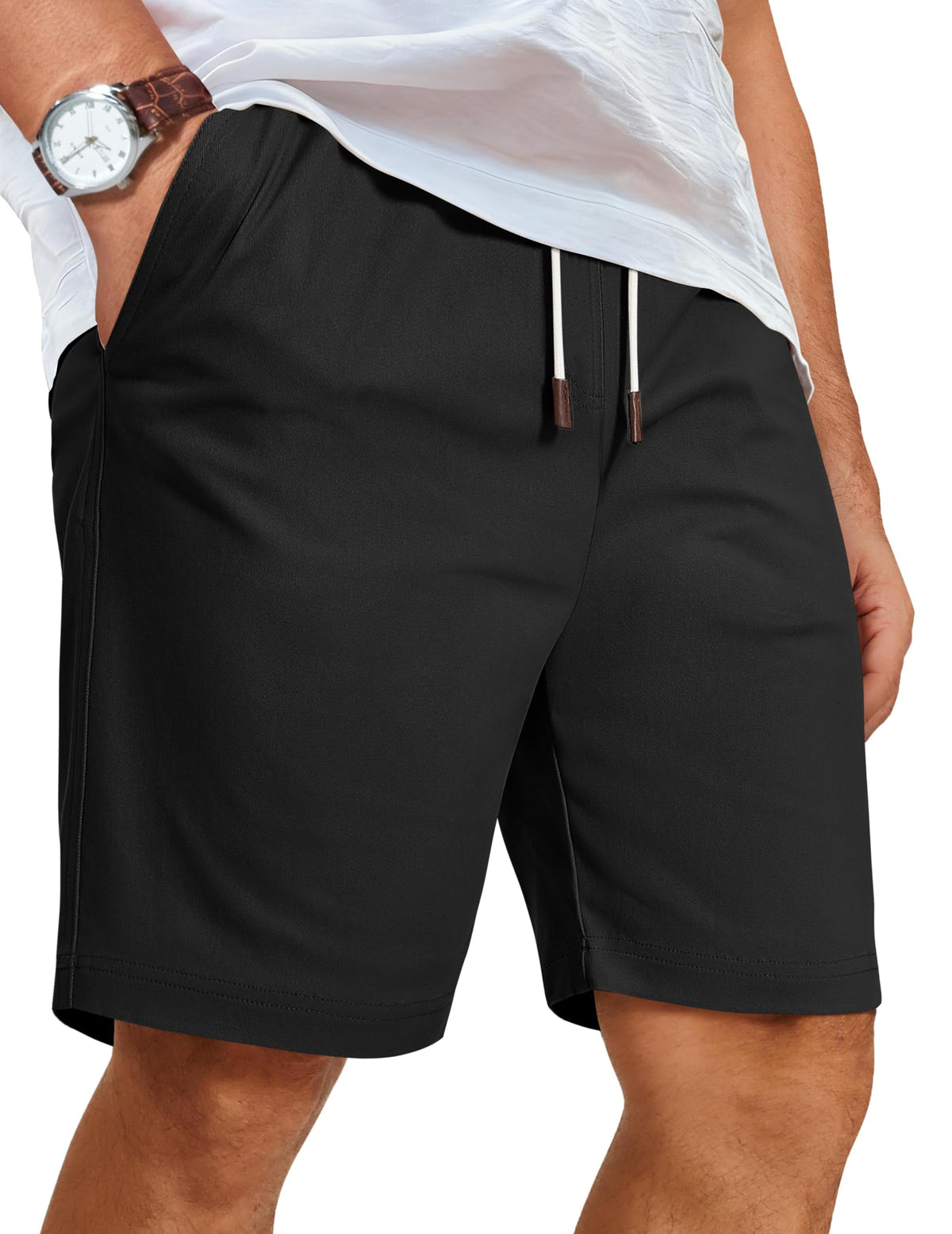 COOFANDY Men's Cotton Drawstring Casual Beach Shorts