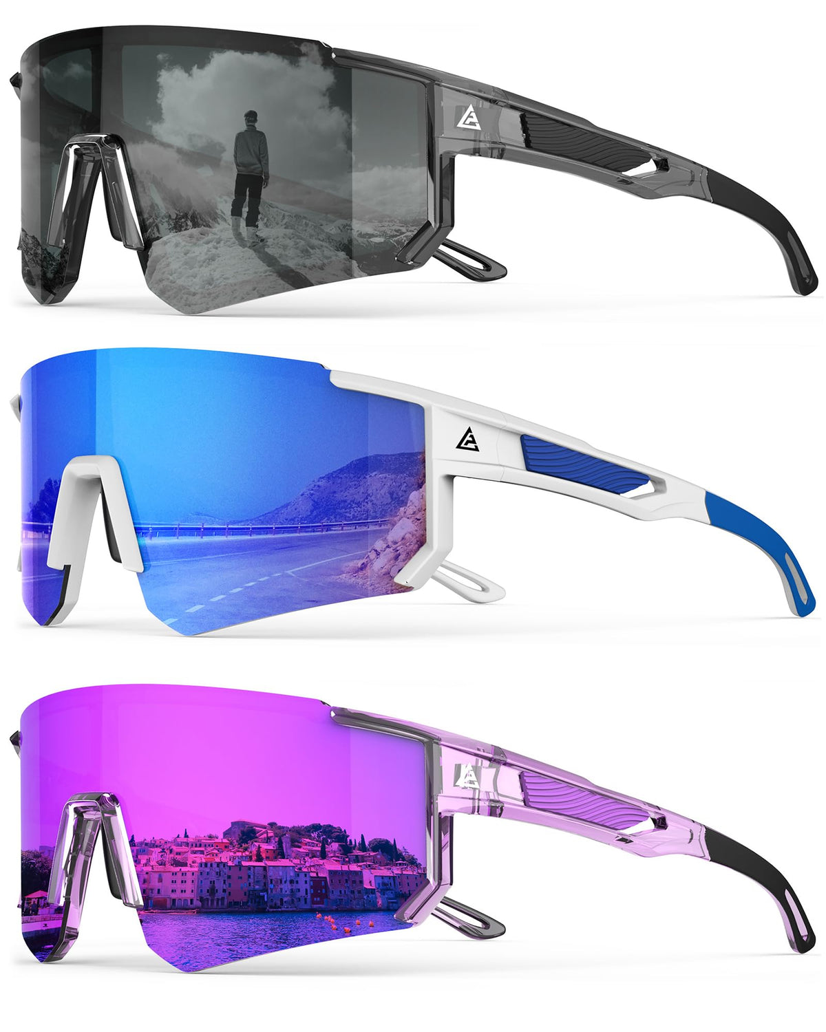 QALLY Polarized Wraparound Sports Sunglasses for Men & Women