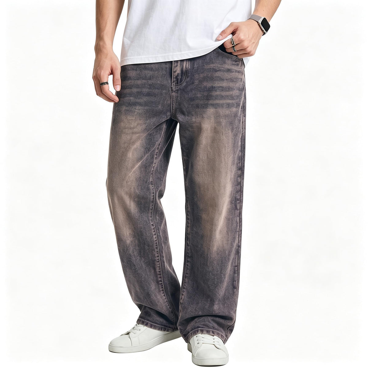 JMIERR Men's Stretch Baggy Wide-Leg Denim Jeans
