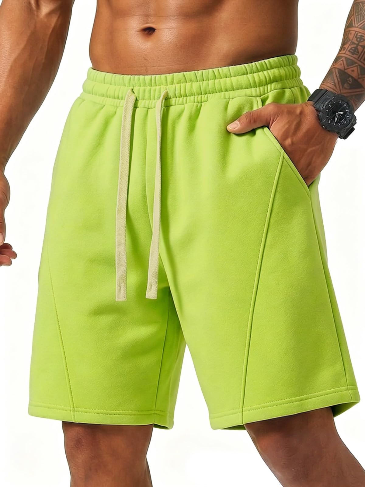 ZUY Men's Cotton Fleece 8-Inch Athletic Sweat Shorts