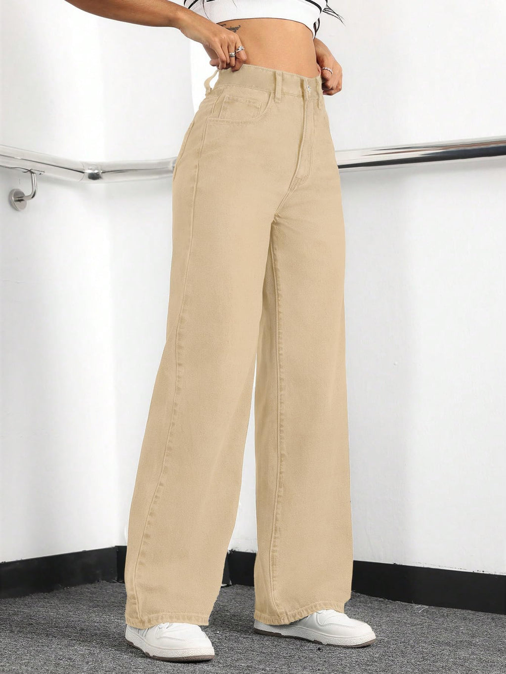 Mars Power Women's High-Waisted Wide-Leg Straight Jeans