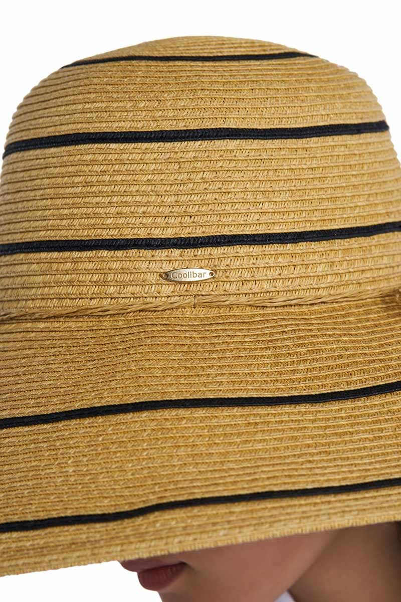 Wide Brim Sun Hat - UPF 50 Sun Protection - Classic Straw Hat Style Weave - Aubrey in Natural Tan (One Size)
