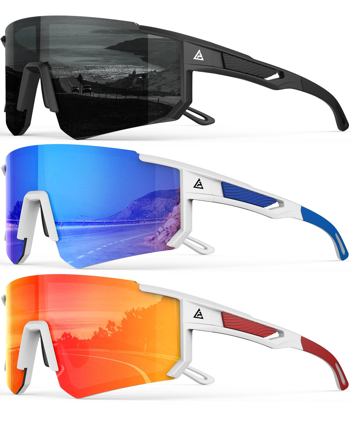 QALLY Polarized Wraparound Sports Sunglasses for Men & Women