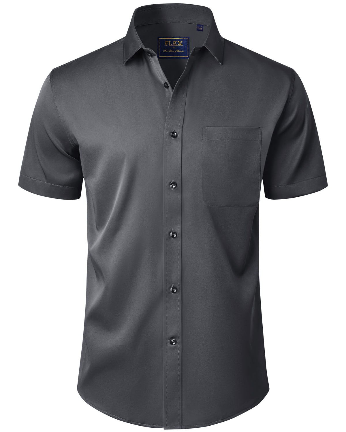J.VER Mens Short Sleeve Dress Shirts Solid Wrinkle Free Casual Button Down Shirt with Pocket