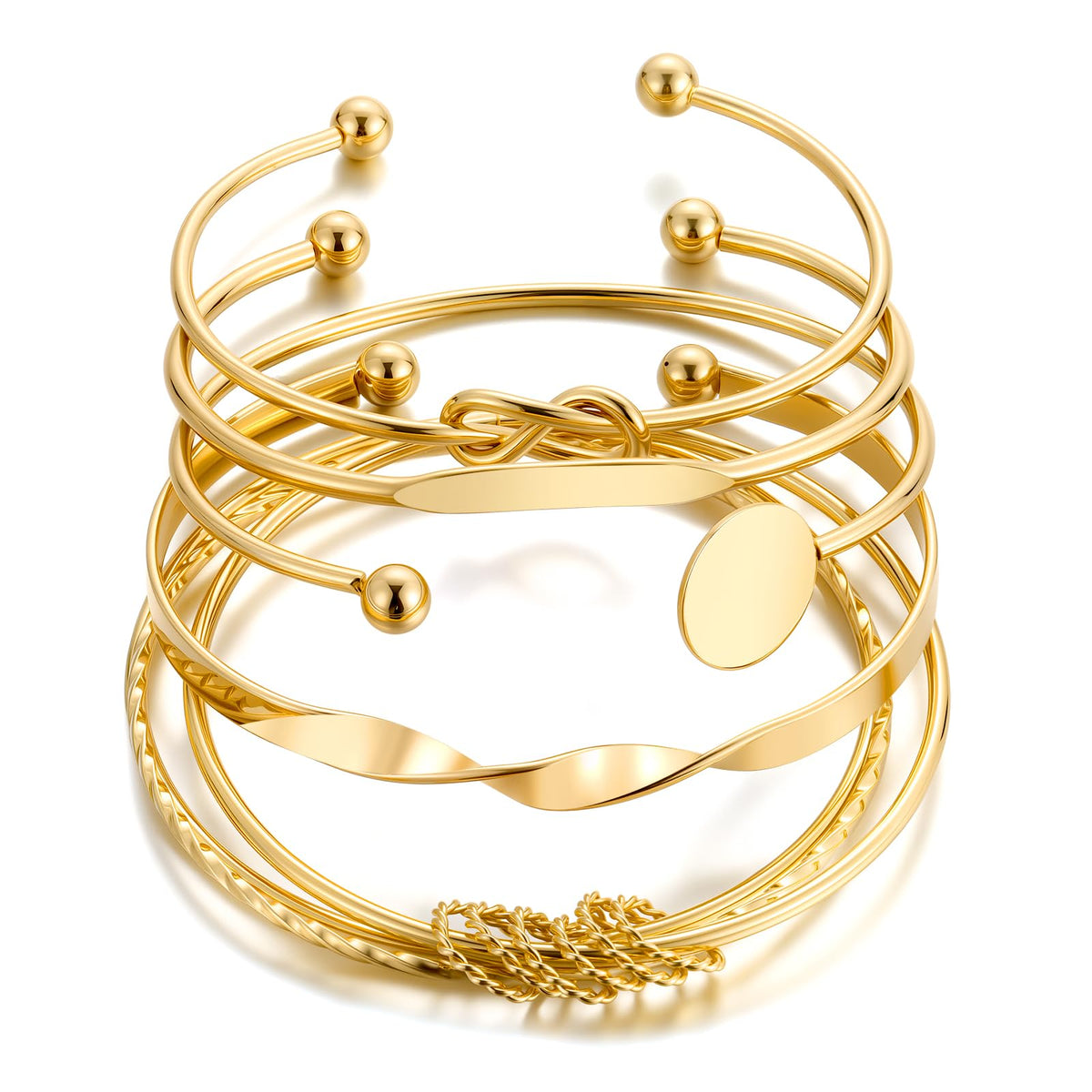 ÌF ME Women's 18K Gold-Plated Stackable Bangle Bracelet Set