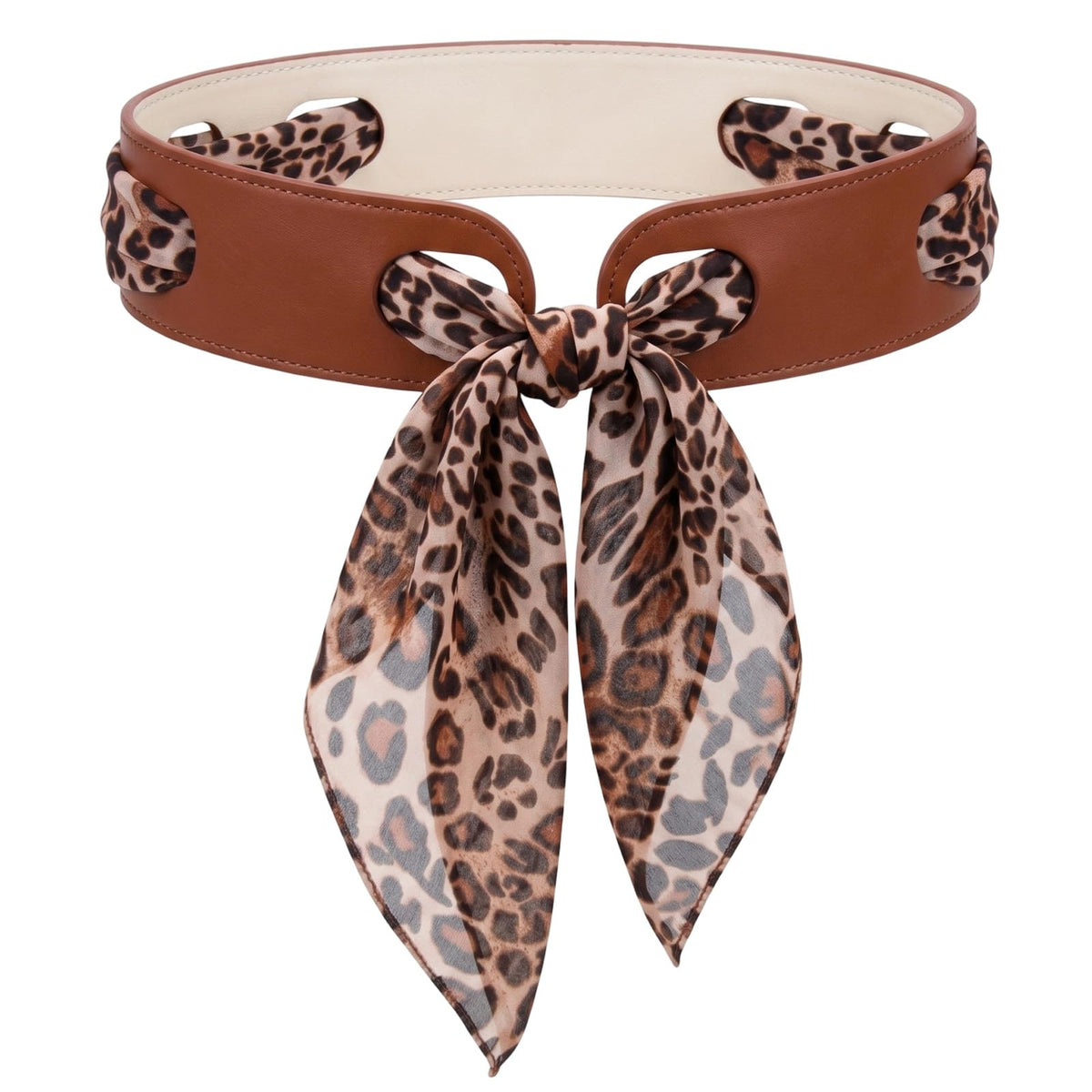 Glitopper Women's 2-Piece Leather Scarf Belt Set