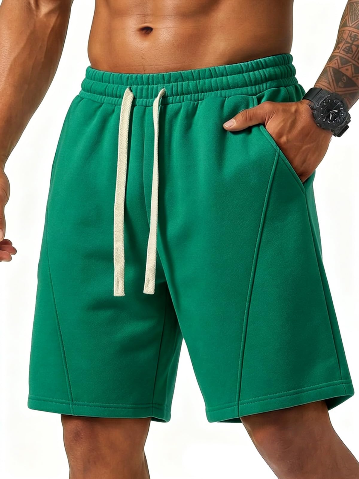 ZUY Men's Cotton Fleece 8-Inch Athletic Sweat Shorts