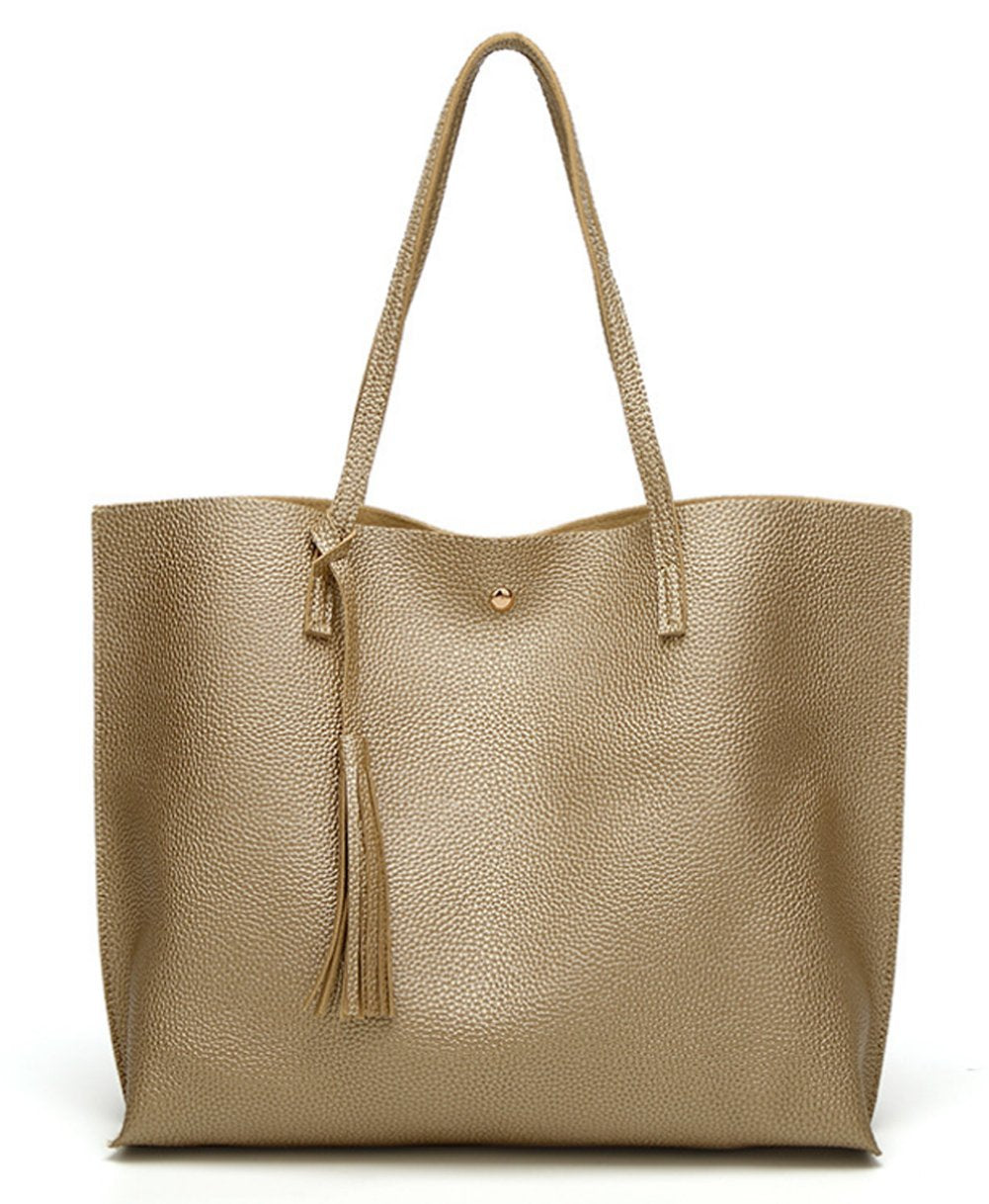 Dreubea Women's Soft Faux Leather Large Tassel Tote Shoulder Bag