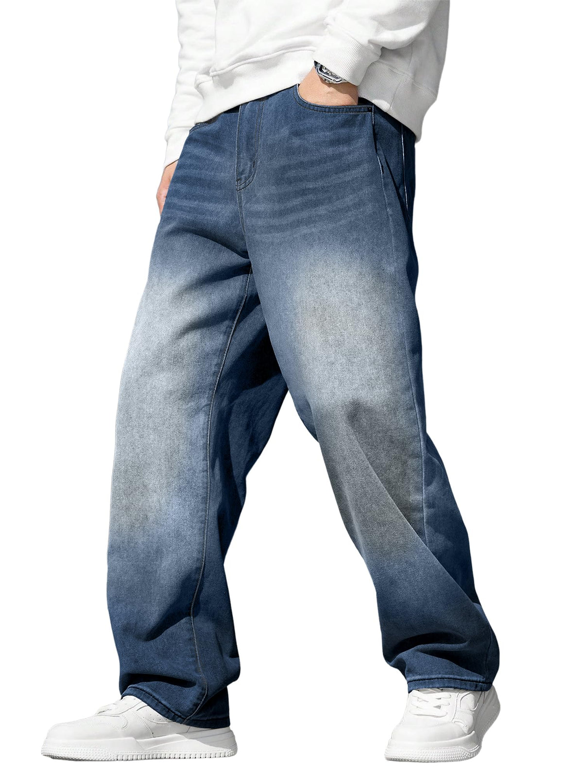 JMIERR Men's Baggy Wide-Leg Y2K Loose Fit Denim Jeans