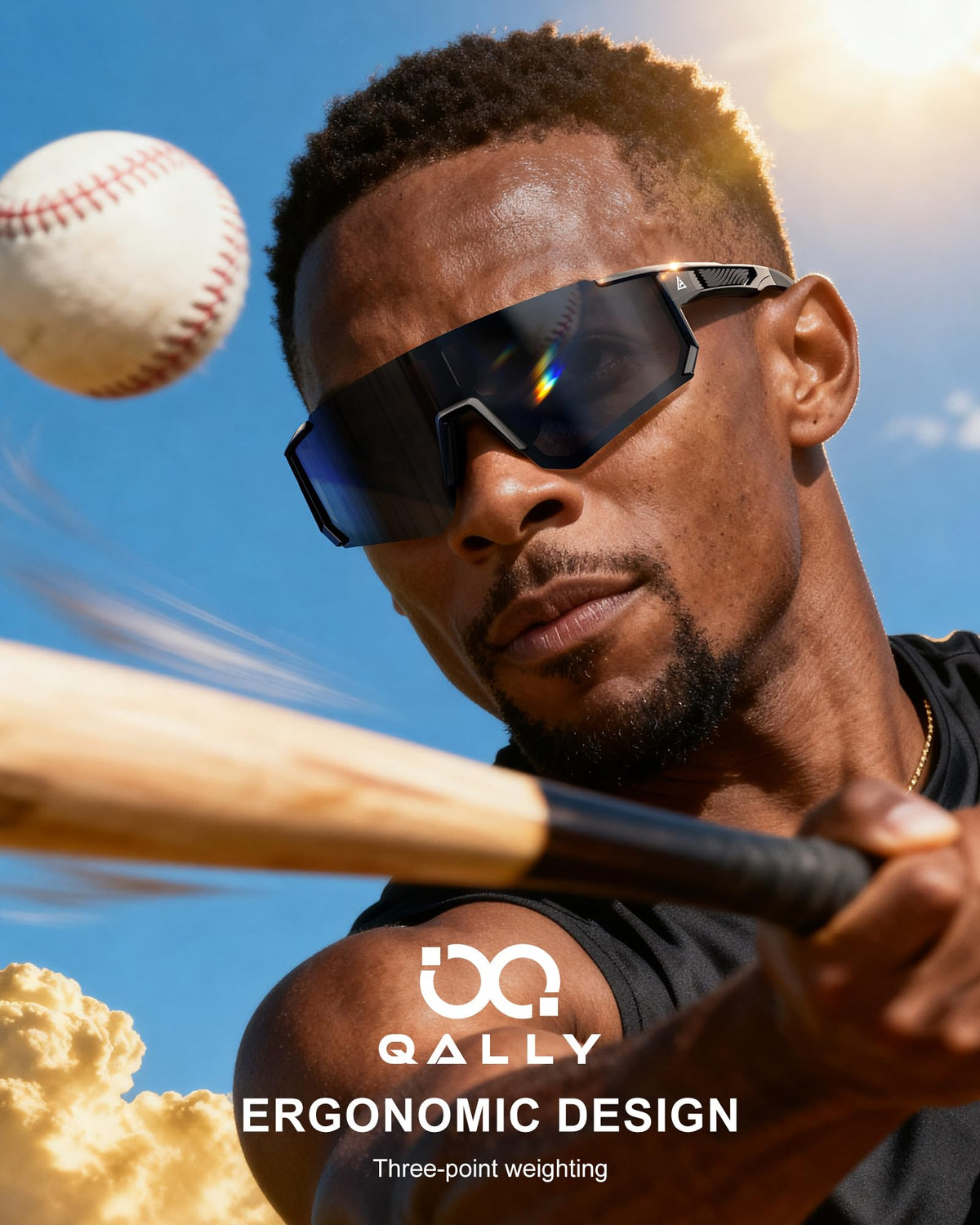 QALLY Polarized Wraparound Sports Sunglasses for Men & Women