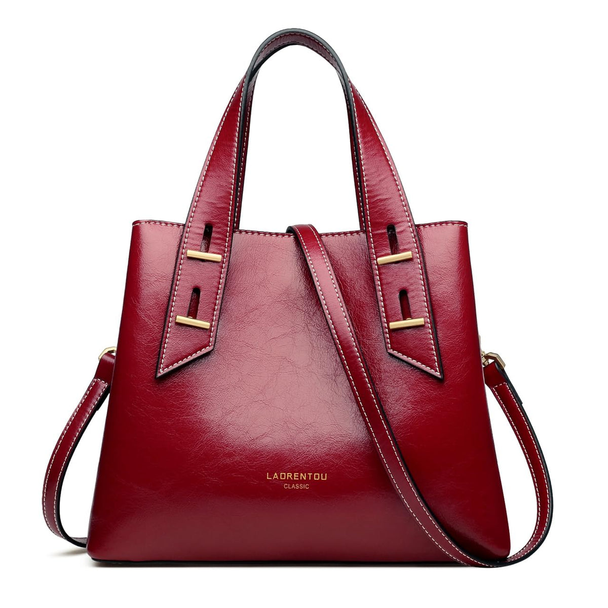 LAORENTOU Women's Genuine Leather Crossbody Satchel Handbag