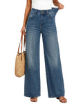 UPNET Women's High-Waisted Stretch Wide-Leg Baggy Jeans