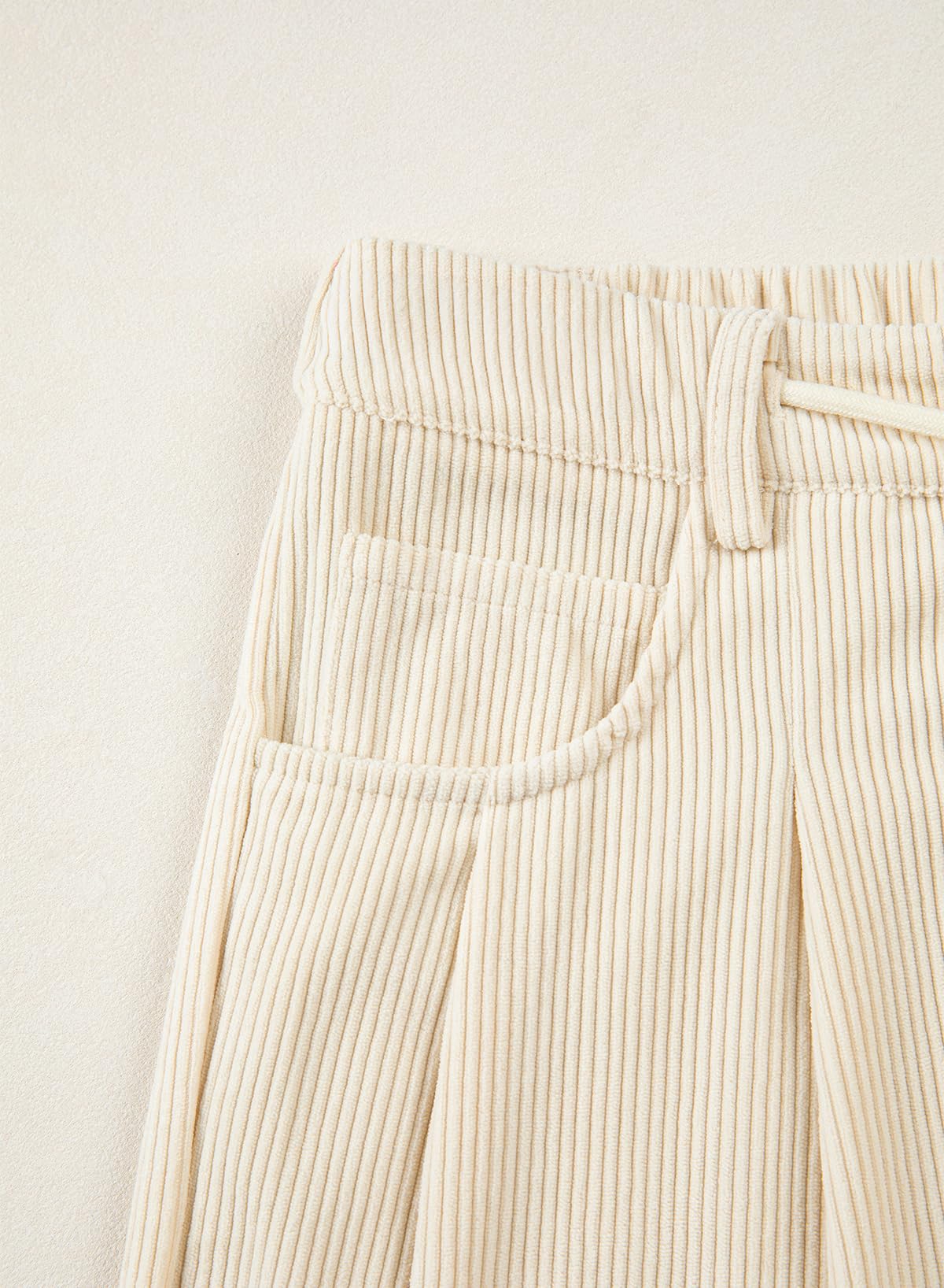 Sidefeel Corduroy Pants Women Wide Leg High Waisted Drawstring Baggy Pants