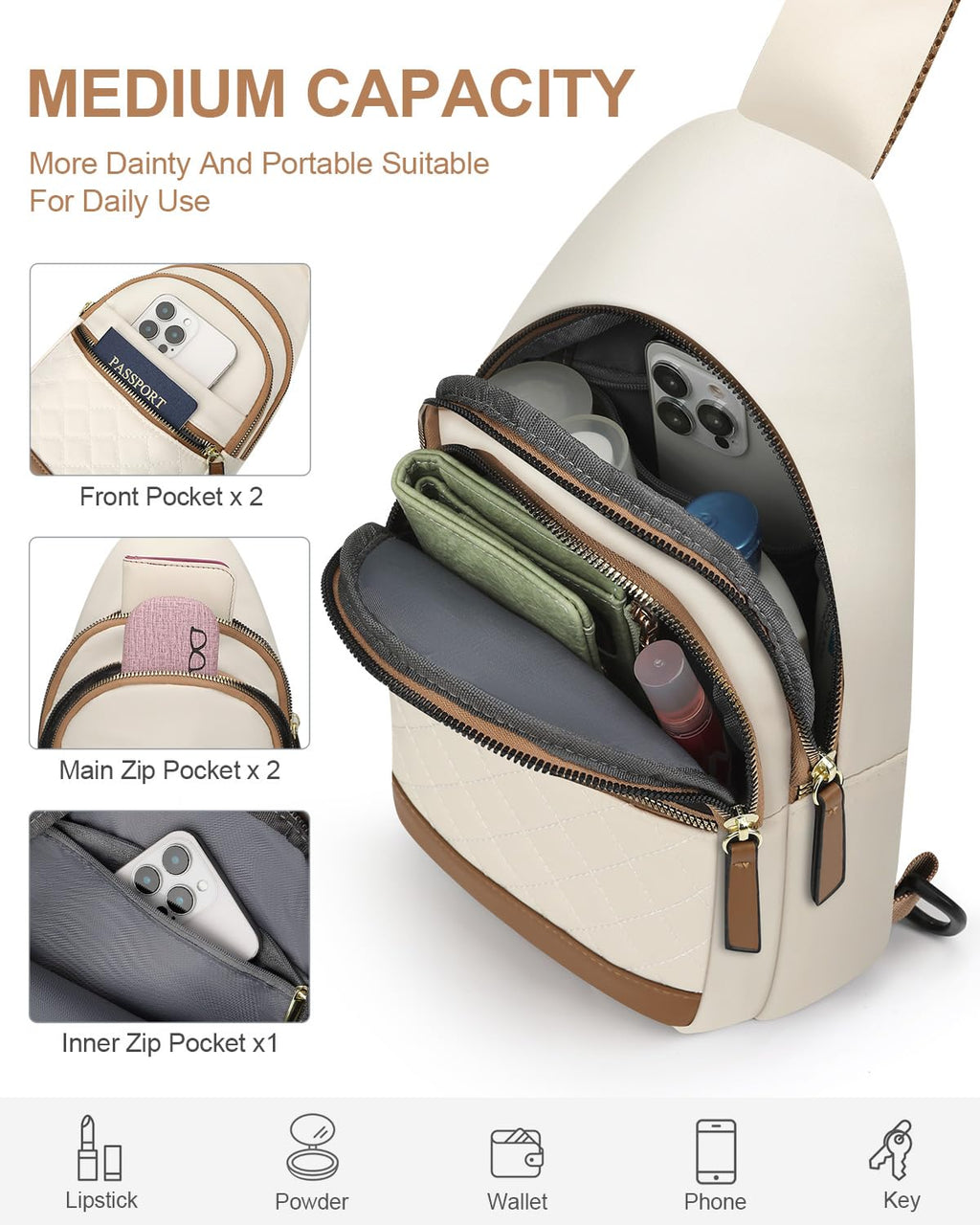 Capolo Sling Bag for Women Men Waterproof Crossbody Bags for Women Fanny Pack with Convertible Shoulder Strap for Travel