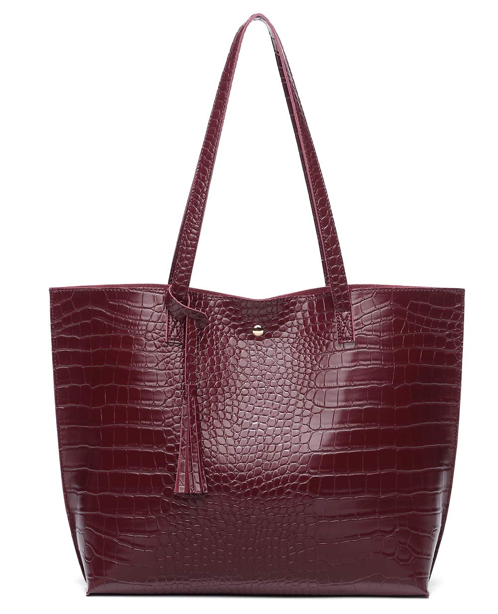 Dreubea Women's Soft Faux Leather Large Tassel Tote Shoulder Bag