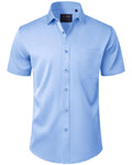 J.VER Mens Short Sleeve Dress Shirts Solid Wrinkle Free Casual Button Down Shirt with Pocket