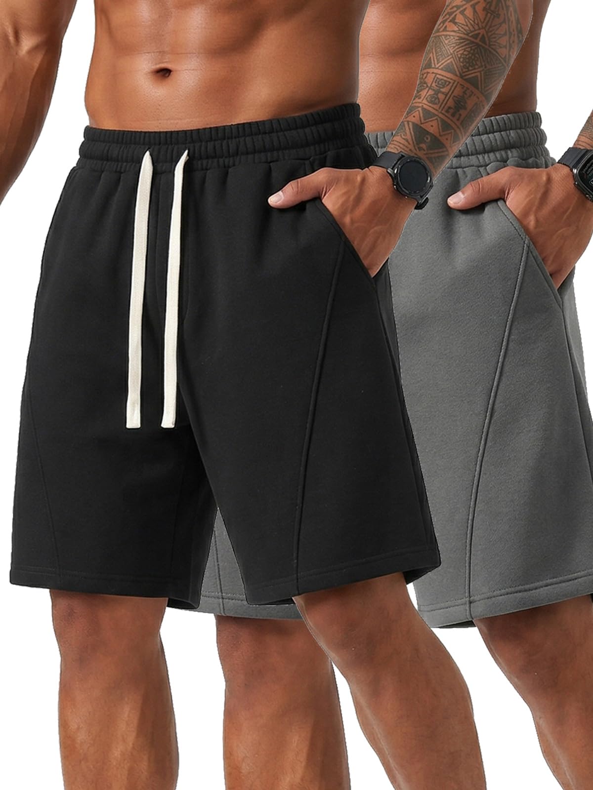 ZUY Men's Cotton Fleece 8-Inch Athletic Sweat Shorts
