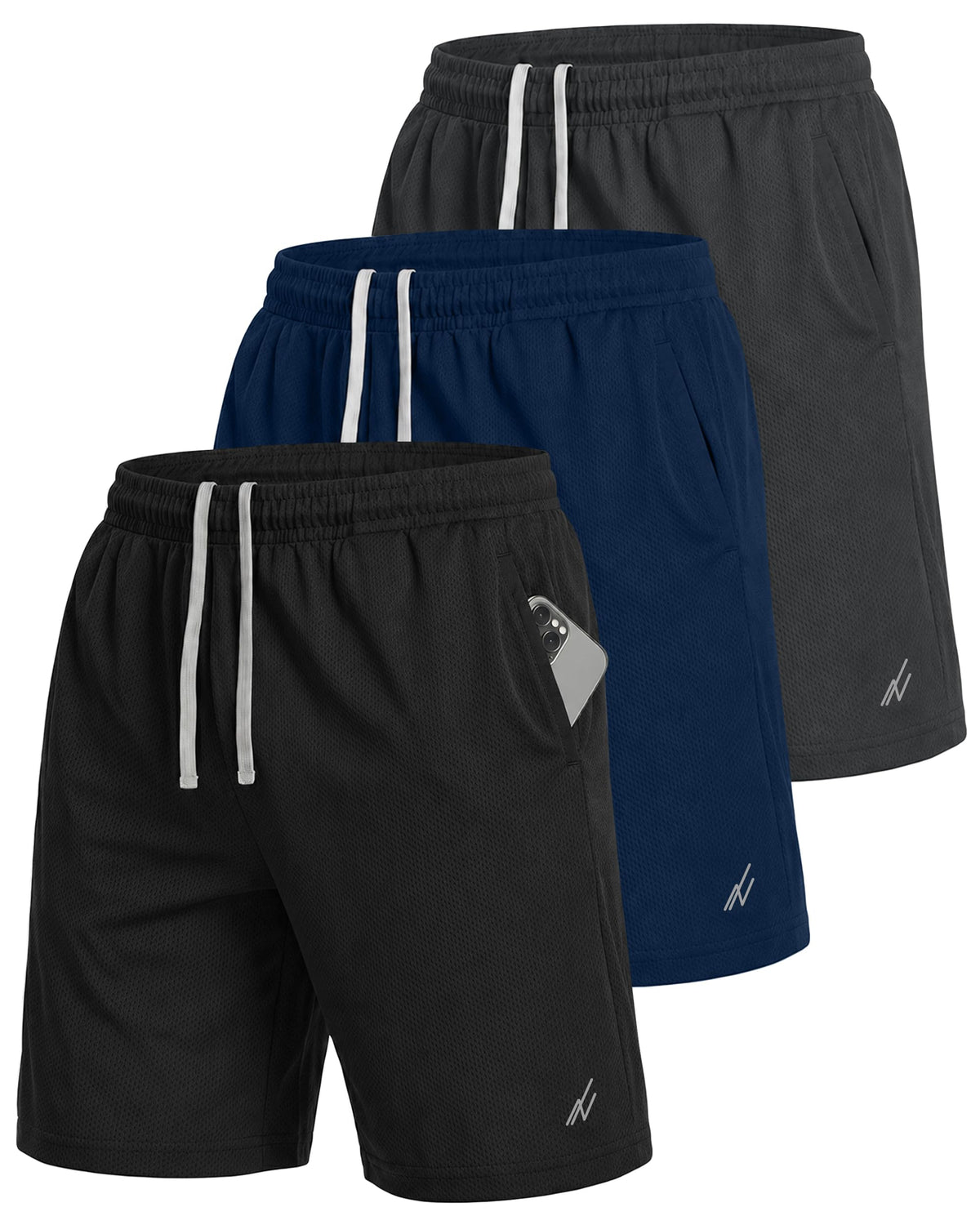 Men's Breathable Mesh Loose-Fit Athletic Gym Shorts Multipack