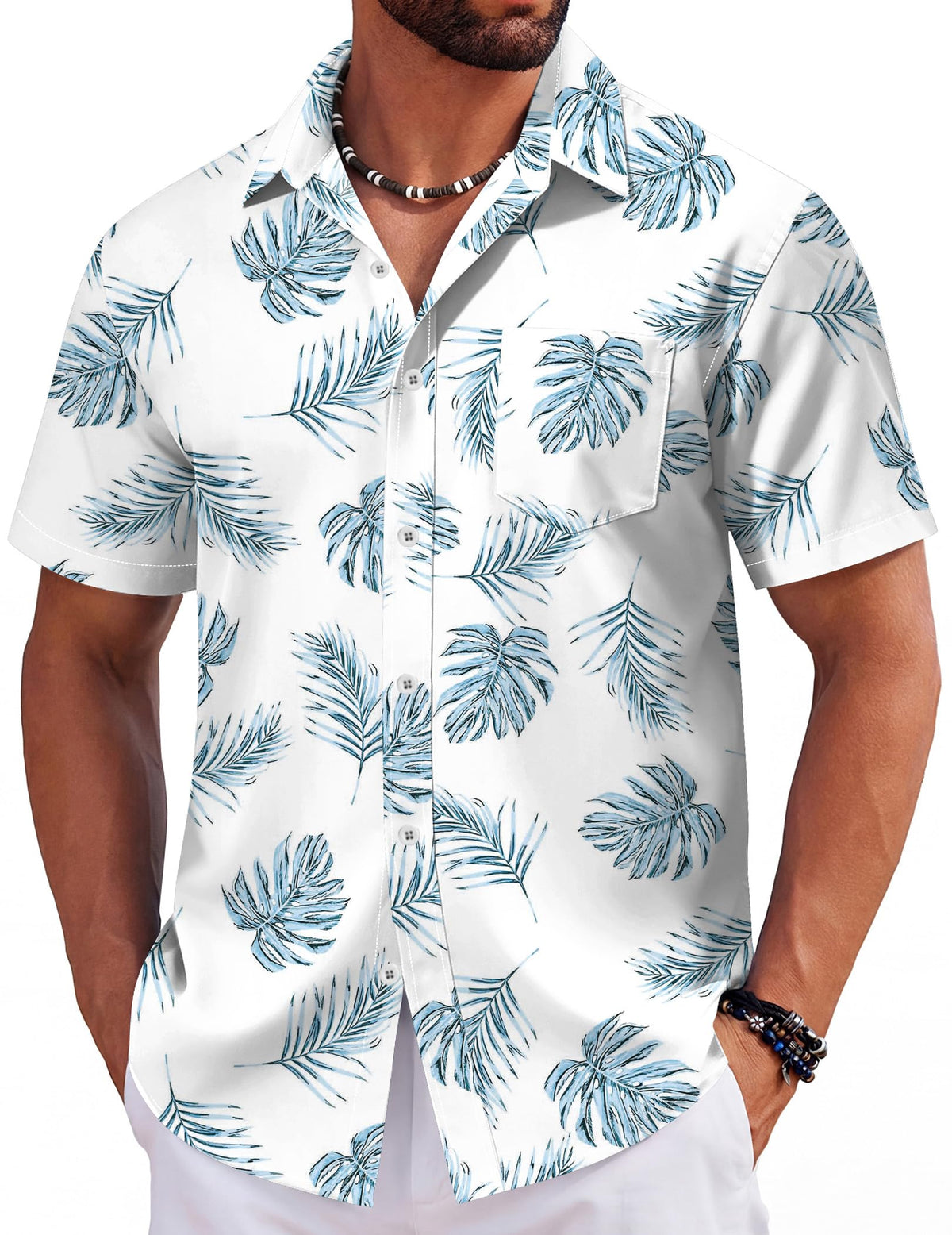 COOFANDY Mens Hawaiian Shirts Short Sleeve Tropical Button Down Shirts Floral Summer Beach Shirt