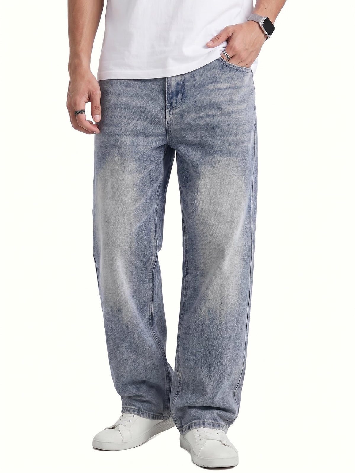 JMIERR Men's Stretch Baggy Wide-Leg Denim Jeans